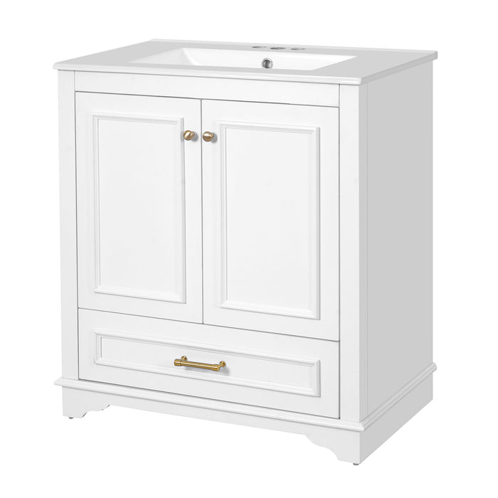 Bathroom Vanity With Sink, Cabinet & 2 Soft Closing Doors & Adjustable Shelf
