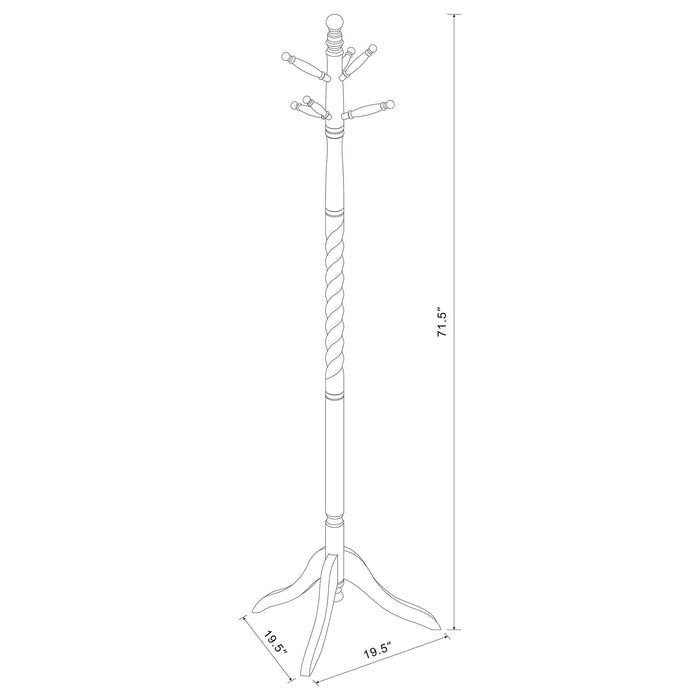 Coat Rack With Post Traditional Entryway Organizer With 6 Hooks - Brown