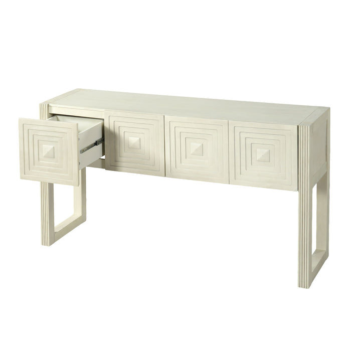 Geometric Carved Console Table With 3 Soft Close Drawers