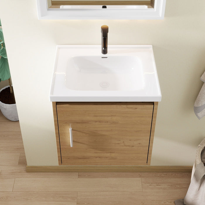 Floating Bathroom Vanity Combo, Wall Mounted Cabinet With Sink & Soft Close Doors For Small Bathrooms