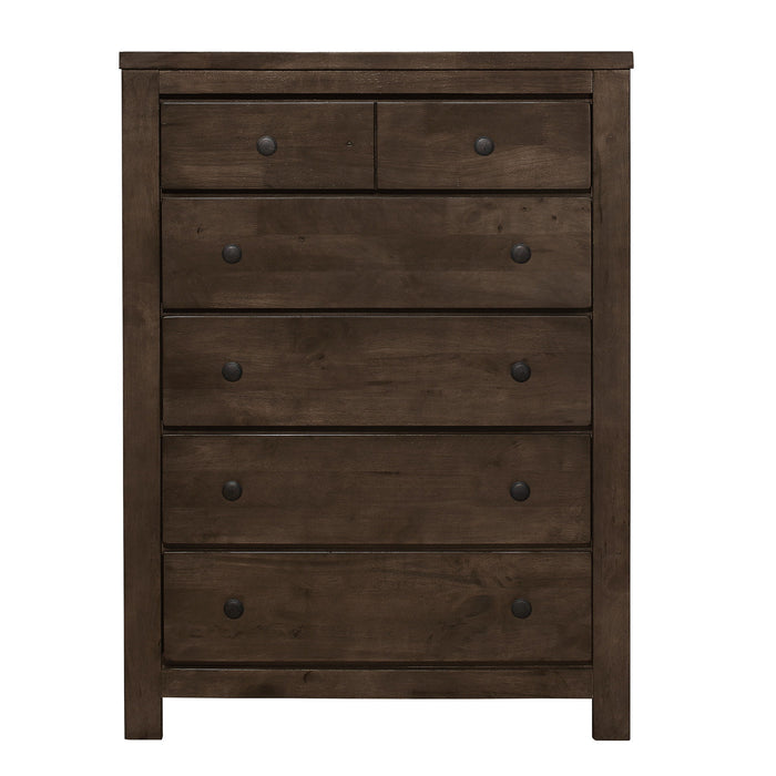 Ashton Hills - 6-Drawer Chest With Rustic Finish And Six Drawers - Ash Brown