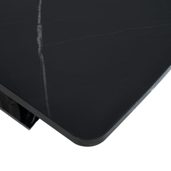 Modern Rectangle Dining Table With Stretchable Top, Storage Cabinet