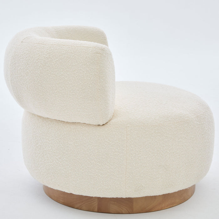 Swivel Accent Chair With Curved Backrest For Home Decor - Beige