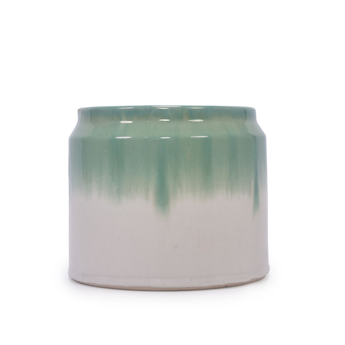 Gradient Flowerpot (Set of 2), Planter For Patio, Garden, Windowsill - White / Green