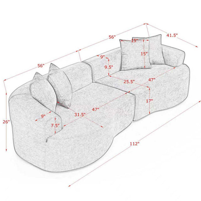 4 Seater Curved Cloud Sectional Sofa