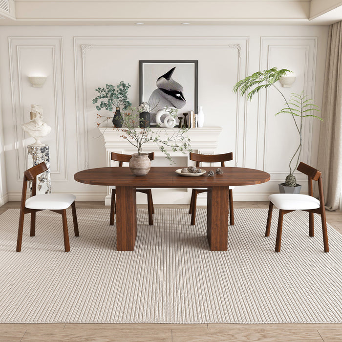 Oval Dining Table Set For 6 With 4 Chairs - Walnut