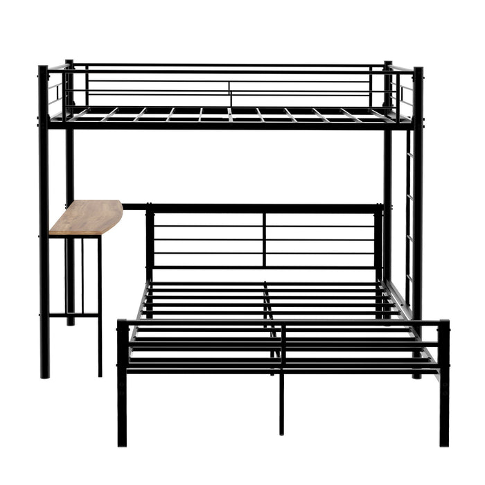 Bunk Bed With Built In Desk & Guardrail Frame