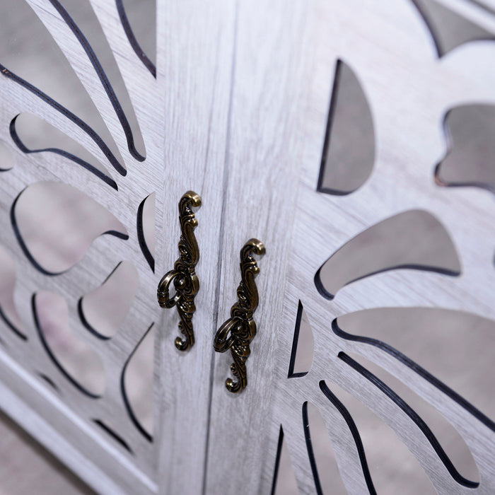 Modern Sideboard Buffet With 4 Mirrored Doors, Adjustable Shelves