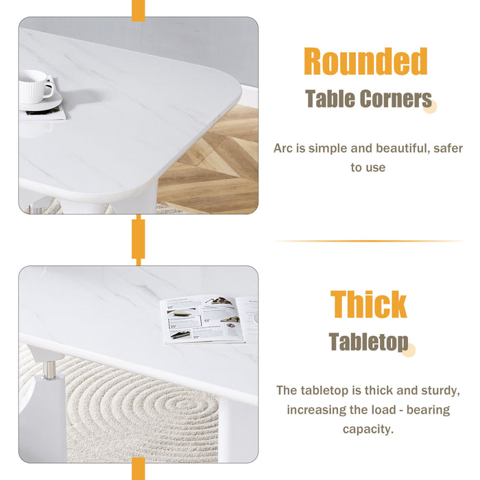 Modern Dining Table With Sleek Hollow-Out Frame And Accents