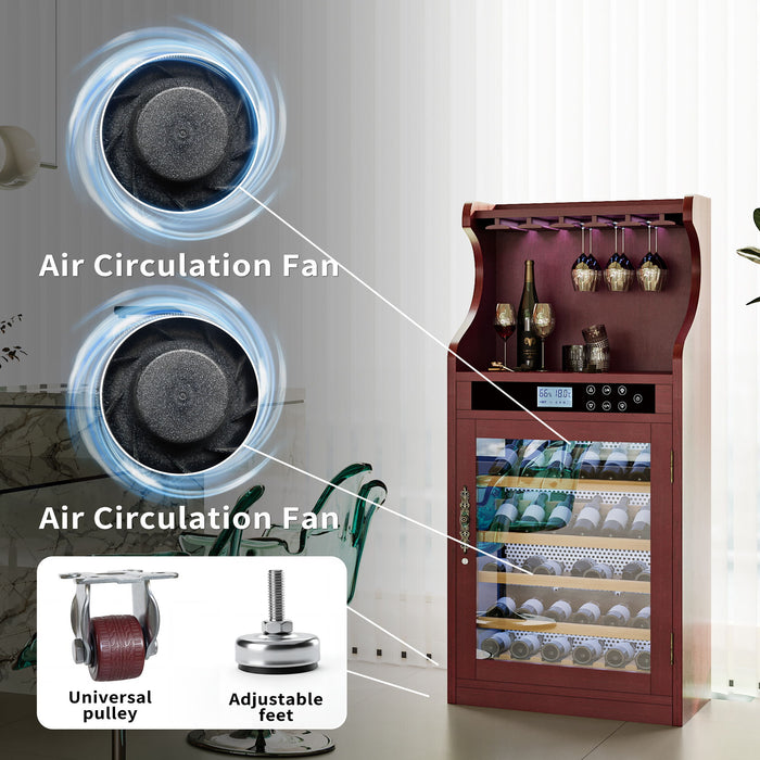 Wine Cooler Cabinet With Touch Control, 43 Bottle Capacity, Humidity & Temperature Regulation - Cherry
