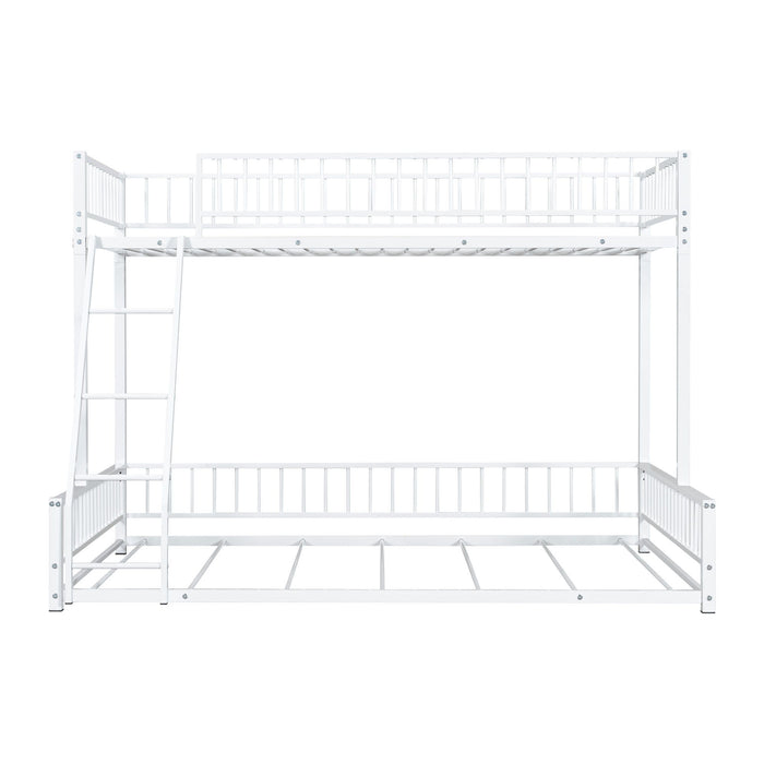 Bunk Bed Frame With Ladder And Safety Guardrails