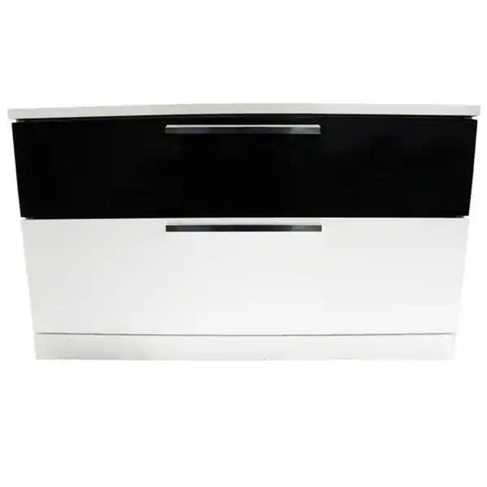 2 Drawer Nightstand, Bedside Table - White / Black