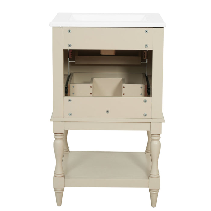 Retro Design Bathroom Vanity With Sink, 2 Drawer Storage Cabinet