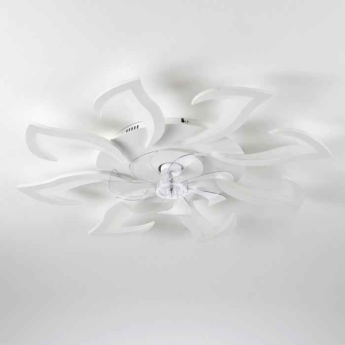 Flower Ceiling Fan With Remote Controlled LED Light, Flush Mount DC Motor Fan
