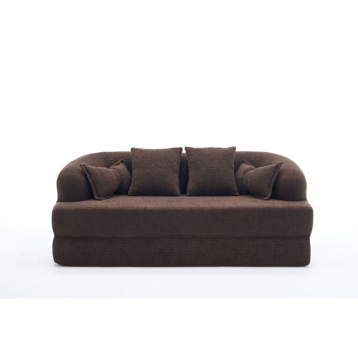Foldable Sofa Bed, Boneless Couch Convertible Sleeper With 4 Pillows
