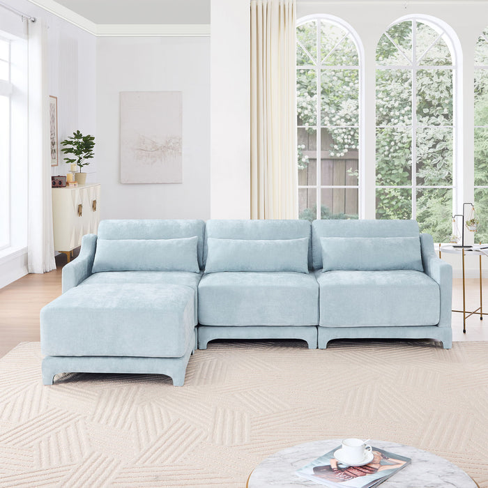 Stylish Sofa With Ottoman And Lumbar Pillows, Ergonomic Design