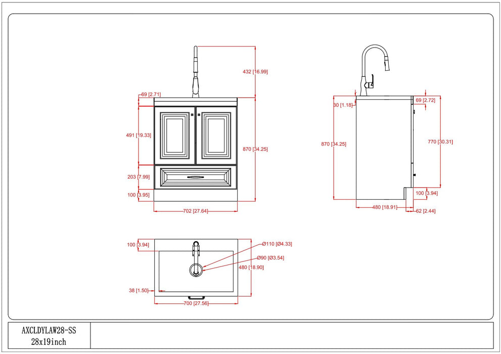 Lawrence - Laundry Cabinet With Faucet And Stainless Steel Sink