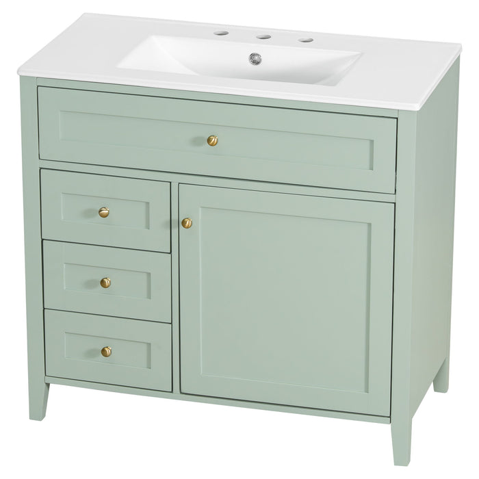 Bathroom Vanity With Sink, 3 Drawers & Cabinet With Adjustable Shelves