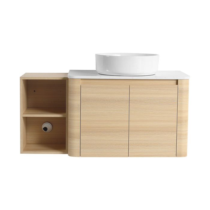 Mounted Bathroom Vanity With Art Sink, Storage Shelves, Soft Close Door