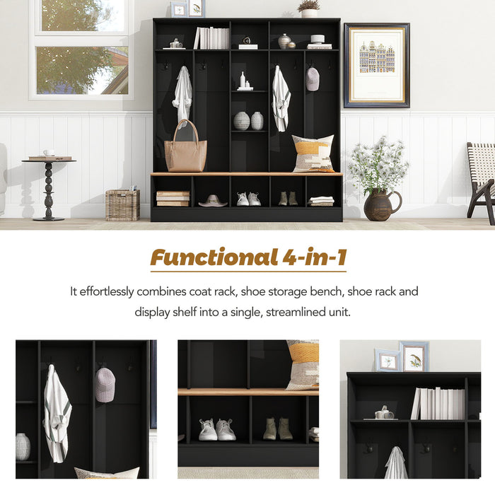 Minimalist Shoe Cabinet With Cube Storage & Shelves