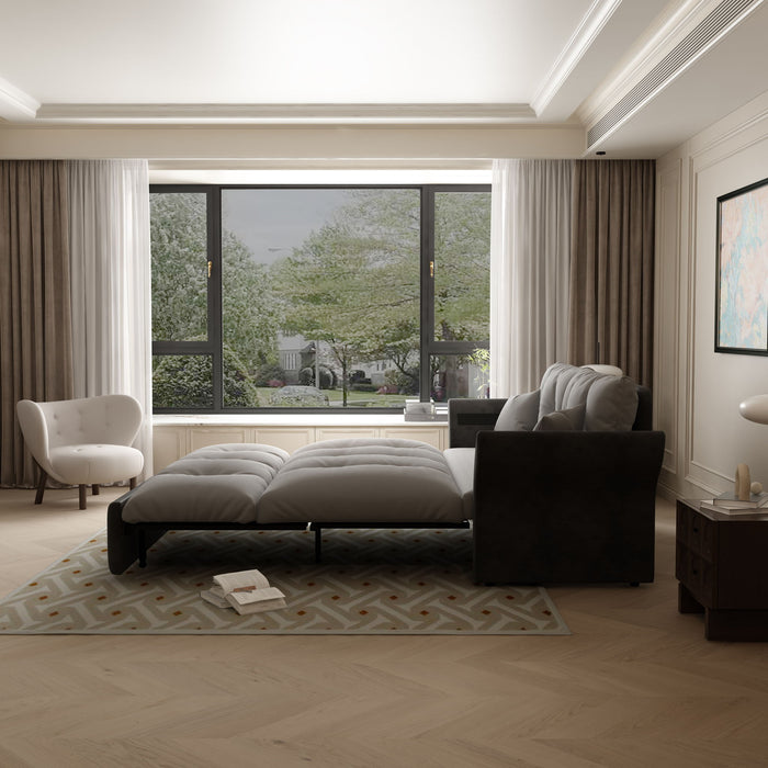 Queen Pull Out, 3 In 1 Convertible Sleeper Tufted Sofa & 2 Soft Pillows