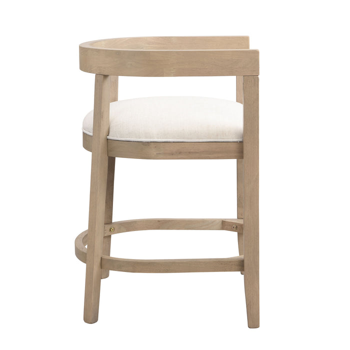 Modern Rubberwood Counter Stool Set With Upholstered Seats