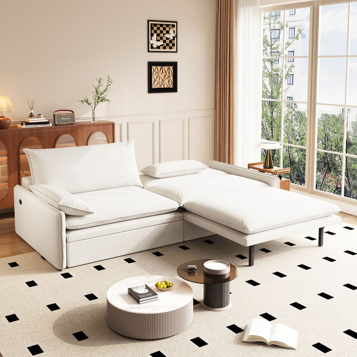 4 Seat Convertible Sleeper Sofa Bed, Modern With Storage