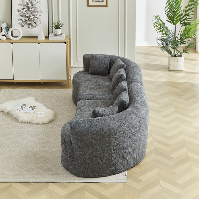 Curved Sectional Sofa With 6 Pillows