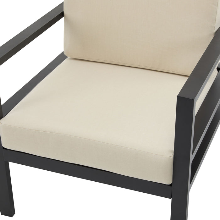 Modern Outdoor Lounge Chair With Aluminum Frame And Weather Resistant Cushions