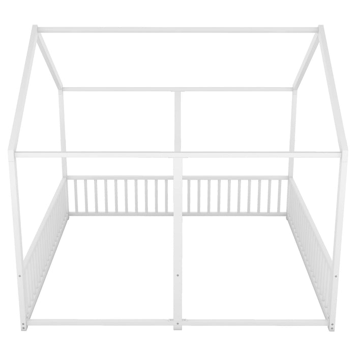 Metal Twin Size House Platform Beds 2 Shared Beds - Antique White