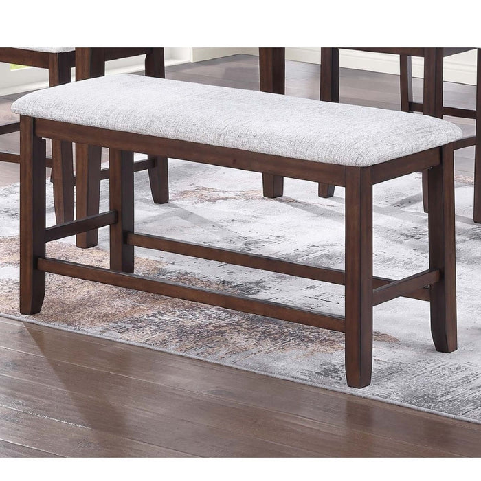 Cushion Padded Seat Counter Height Dining Bench - Walnut