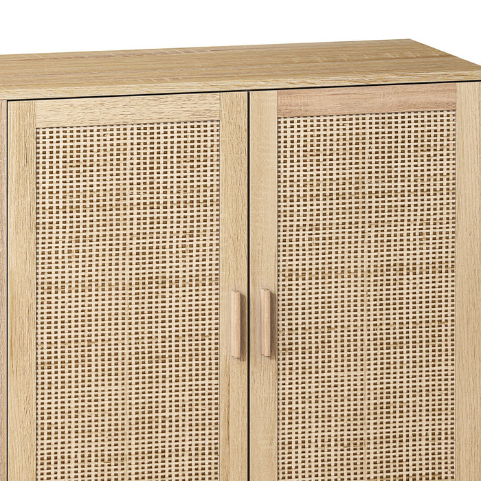 Elegant And Functional Rattan Decorative Storage Cabinet With 4 Doors