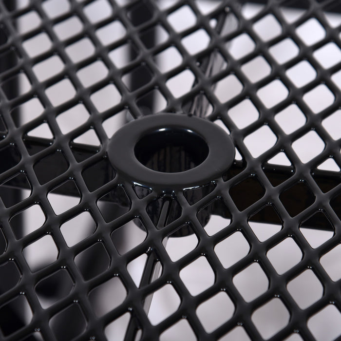 Square Outdoor Steel Picnic Table, With Umbrella Pole