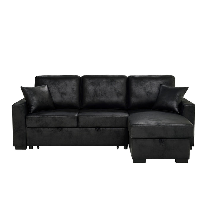 Upholstered Sectional With Pull-Out Bed And Chaise Storage