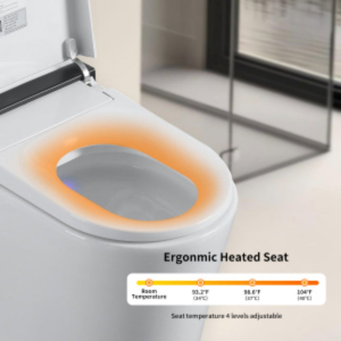 Smart Toilet With Bidet Seat Built In, Auto Open / Close Seat, Foot Sensor, LED Display - White