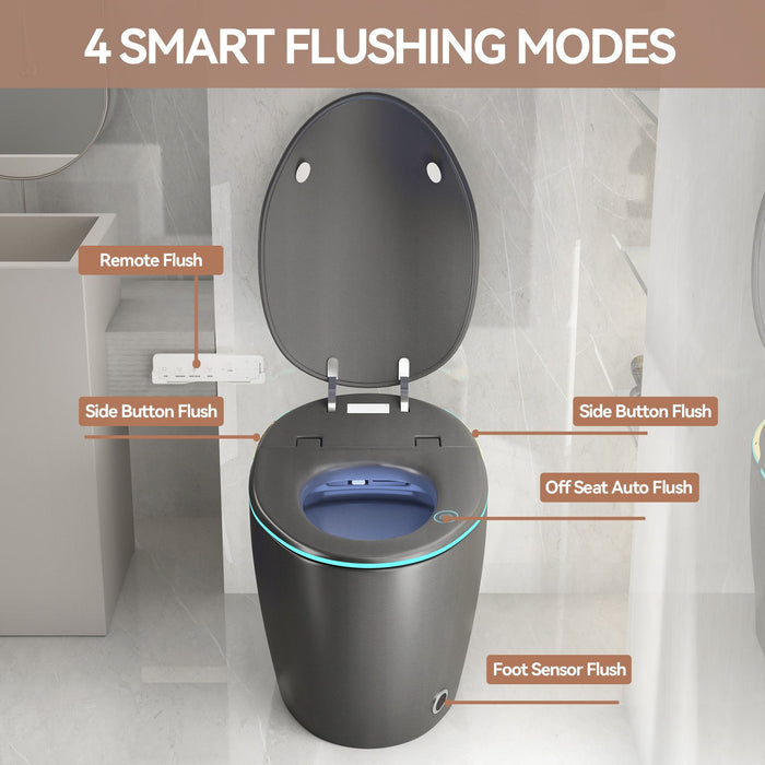 Unique Smart Toile With Built In Bidet, Auto Open / Close Seat, Foot Sensor, LED Display, Night Light, Warm Water & Dryer Ceramic