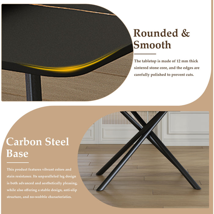 Retractable Sintered Stone Dining Table Set With Chairs