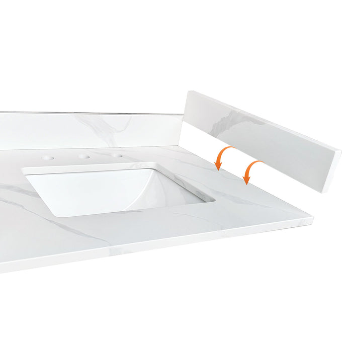 Side Splash With Backsplash For Bathroom Vanity Top - White