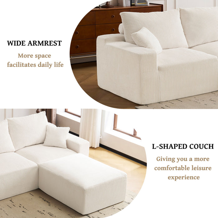 L Shaped Sectional Sofa, Full Compression 3 Seater Cloud Couch With Chaise