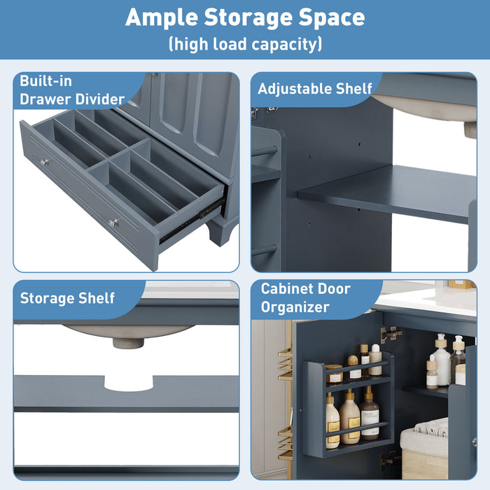 Bathroom Vanity With Sink, Cabinet With Adjustable Shelf And Drawer Divider