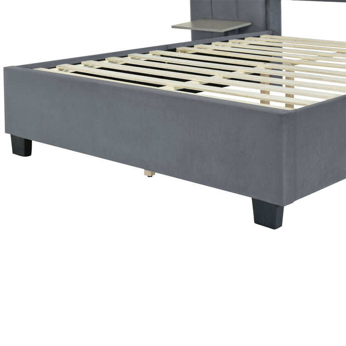 Upholstered Platform Bed With Big Headboard