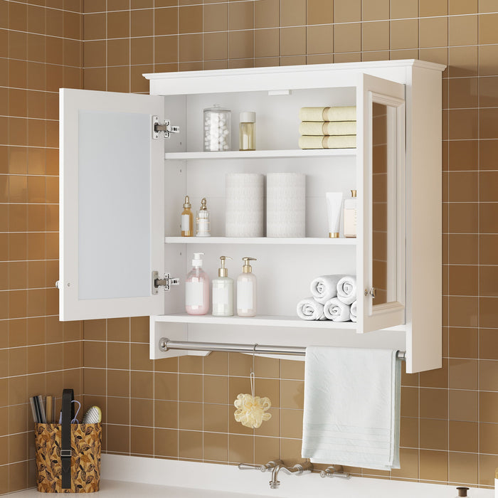 Modern Wall-Mounted Mirror Cabinet With Adjustable Shelves, Soft-Close Doors, High-Definition Mirror