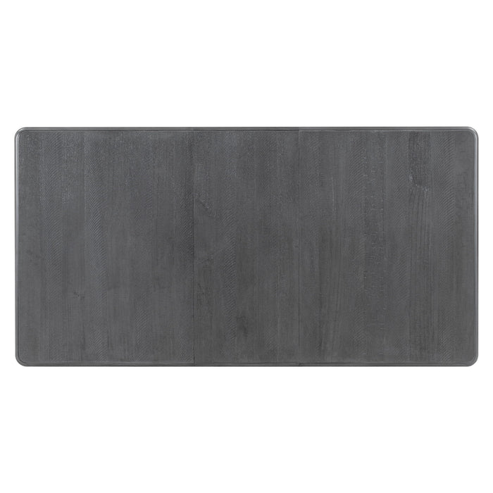 Retro Style 7 Piece Dining Table Set With Extendable Table And 6 Upholstered Chairs - Gray / White