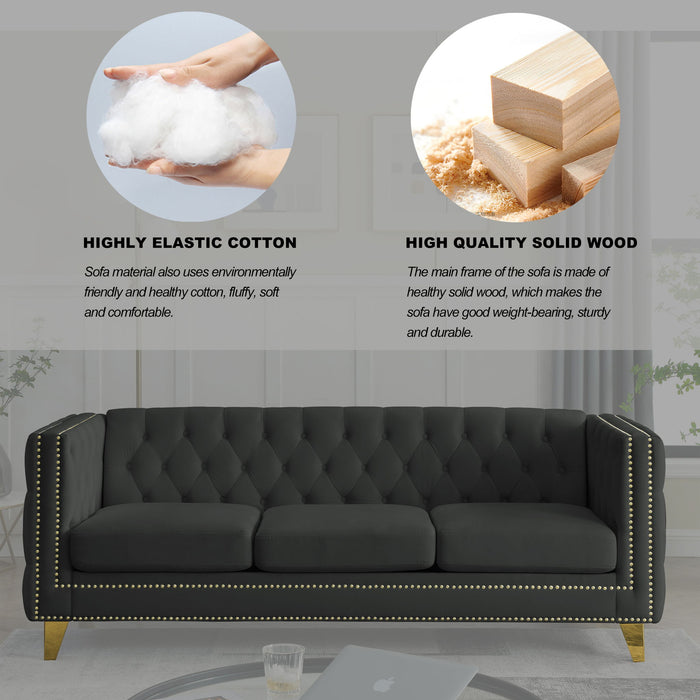 Modern Sofa With Button Tufting, Upholstered Couch For Living Room