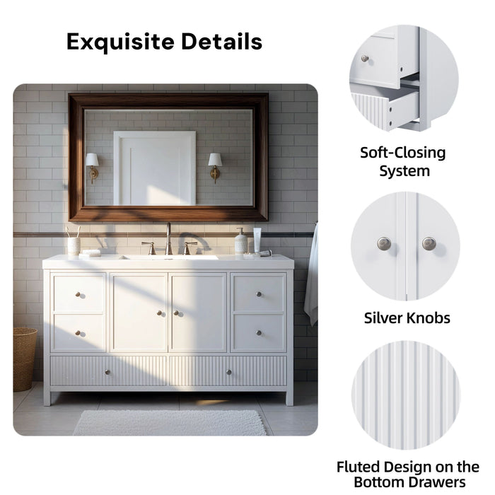 Bathroom Vanity With Separate Sink, Soft Close Doors And 4 Drawers