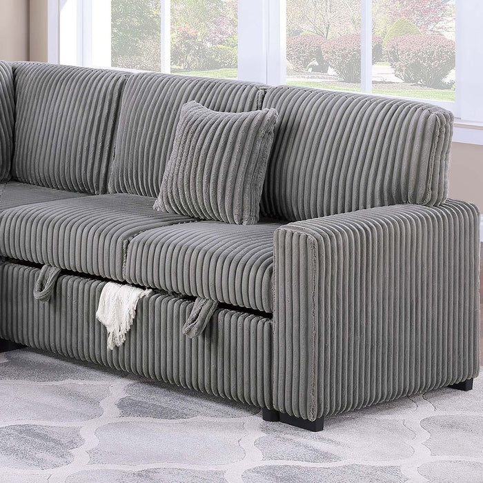 Convertible Sectional Upholstered Sleeper Sofa With Storage Chaise