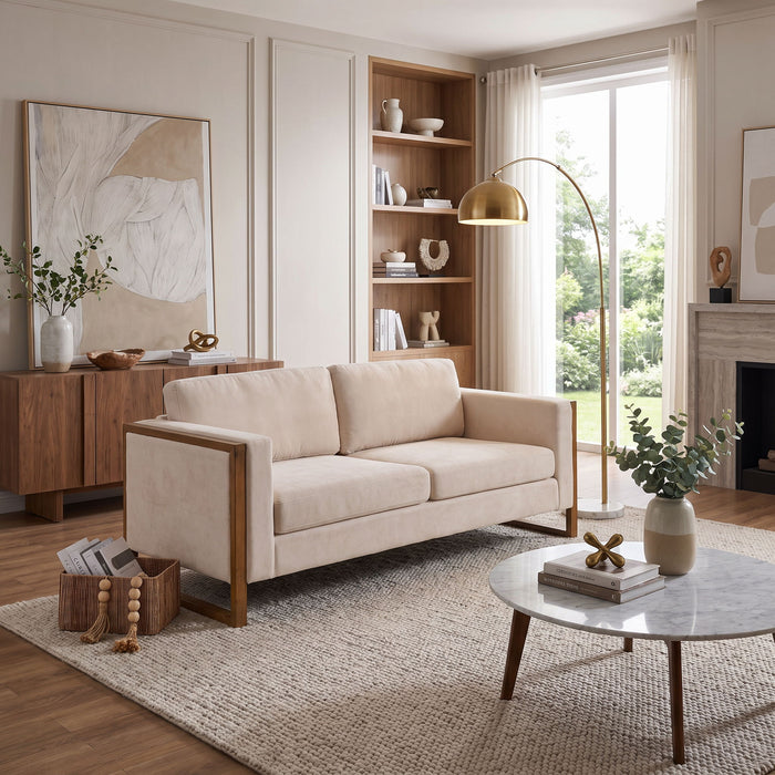 Modern Sofa With Solid Wood Legs, 3 Seater