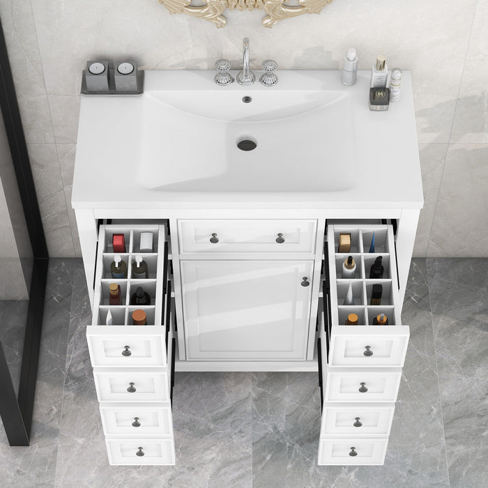 Modern Bathroom Vanity With Sink Combo, 6 Drawers And 1 Cabinet