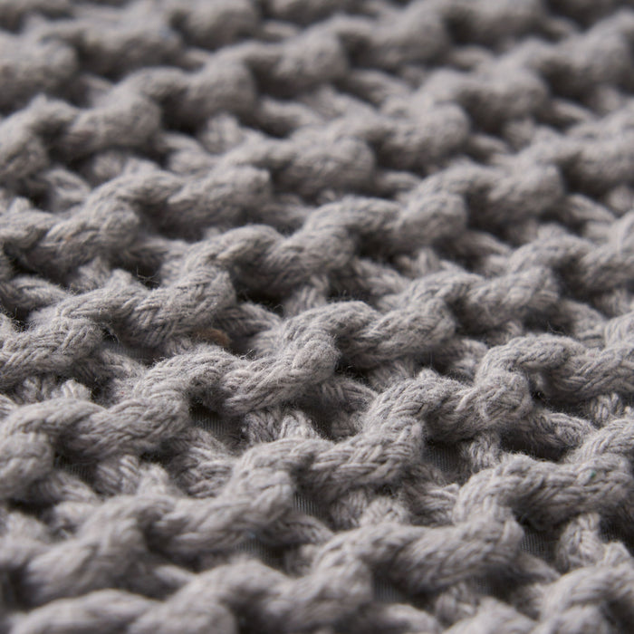 Chabani - Indoor Modern Knitted Fabric Cube Pouf Ottoman - Light Gray