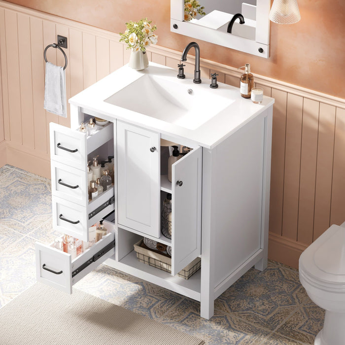 Bathroom Vanity With Sink Top, Bathroom Vanity Cabinet With 2 Doors And 2 Drawers, Open Shelf